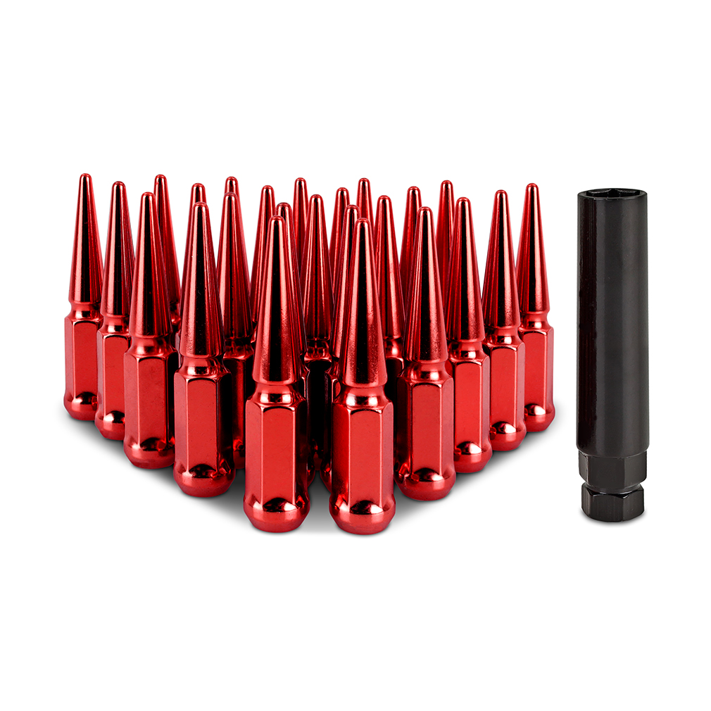 Mishimoto — Mishimoto Mishimoto Steel Spiked Lug Nuts M12 x 1.5 24pc Set Red
Spiked Lug Nuts - view 7